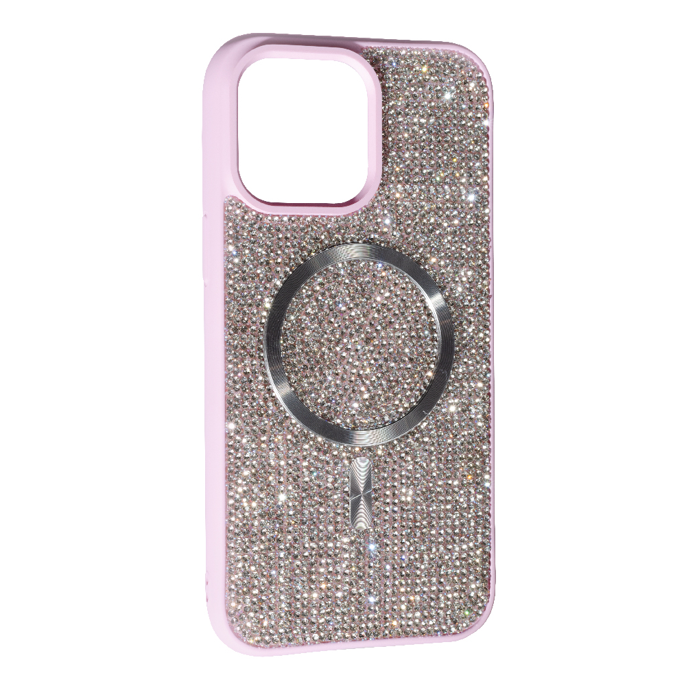 Накладка MagSafe full of diamonds для iPhone 16 Pro Max (Pink)-0